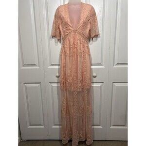 Embroidered Lace Maxi Dress Womens S Boho Fairycore Cottagecore Festival